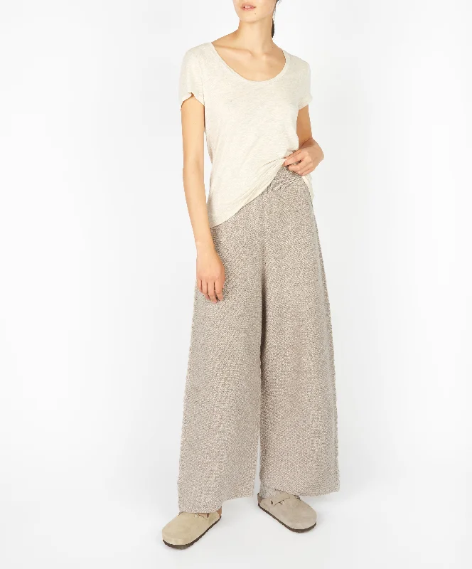 Mock Neck Women's Alpaca Wool Sweaters in Earth TonesIrish - Kestrel Cropped Trousers - Eggshell