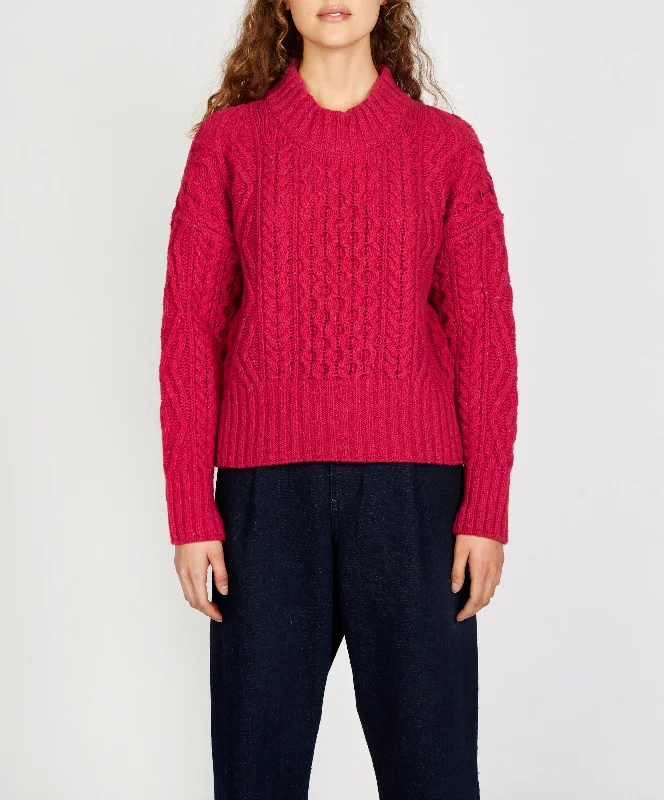 Mock Neck Women's Alpaca Wool Sweaters in Earth TonesIrish - Liberty Diamond Crew Neck - Bramble