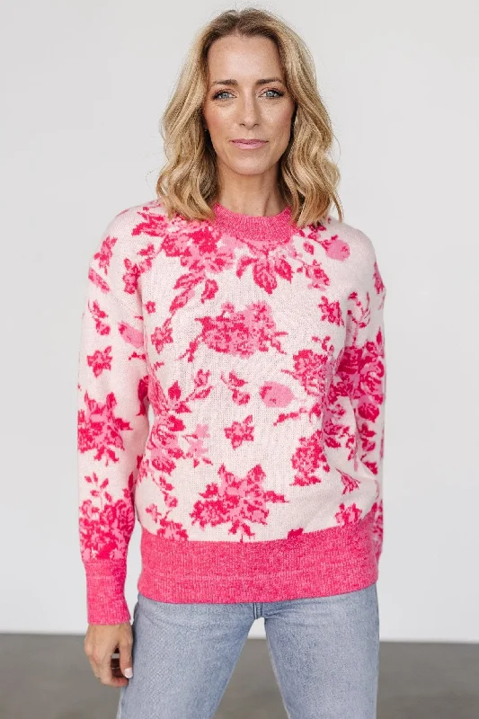 High - Low Hem Women's Cashmere - Blended SweatersLegend Sweater | Pink Print