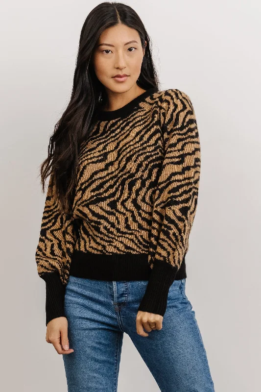 Hooded Women's Fleece - Lined Sweaters for WinterMariam Knit Sweater | Black + Camel