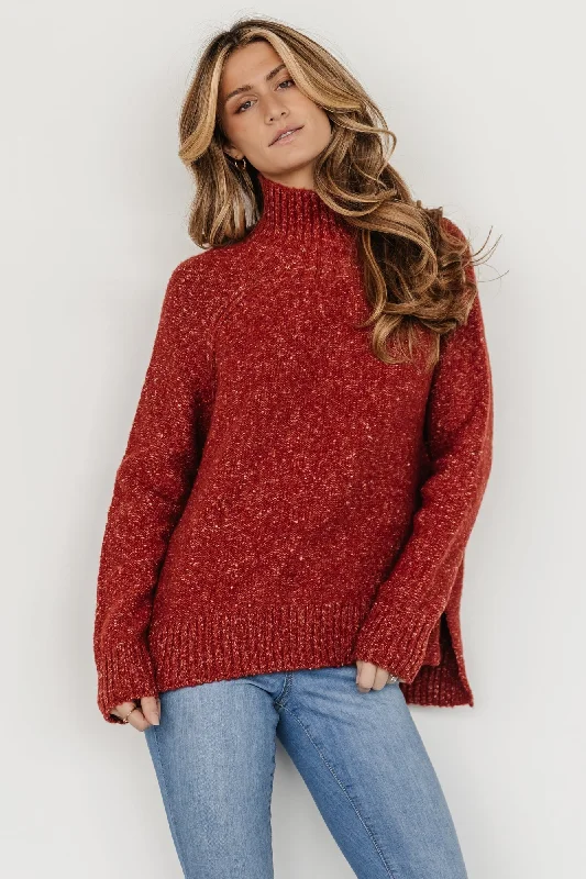 Mock Neck Women's Alpaca Wool Sweaters in Earth TonesOaklynn Turtleneck Sweater | Heather Rust