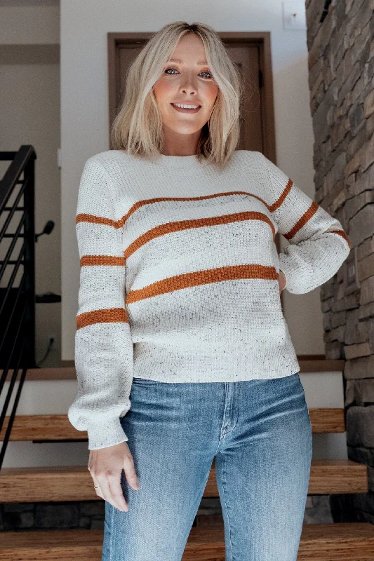 Bell - Sleeve Women's Mohair - Wool Blend SweatersPeyton Striped Sweater | Cream + Camel