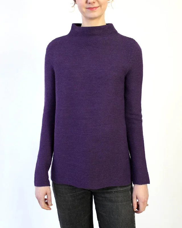 Split - Hem Women's Linen Blend Sweaters for SpringRib Funnel Alpaca Pullover