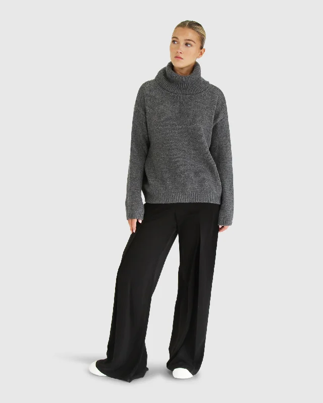 Plus Size Women's Belted Cable Knit SweatersRight Here Waiting Open Back Knit