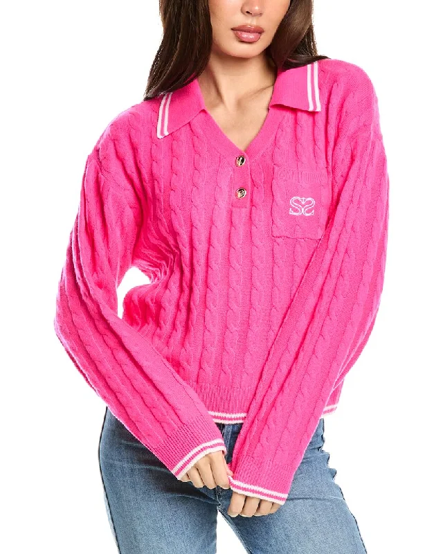 Boat Neck Women's Merino Wool Sweaters in Neutral ShadesSandro Wool & Cashmere-Blend Sweater
