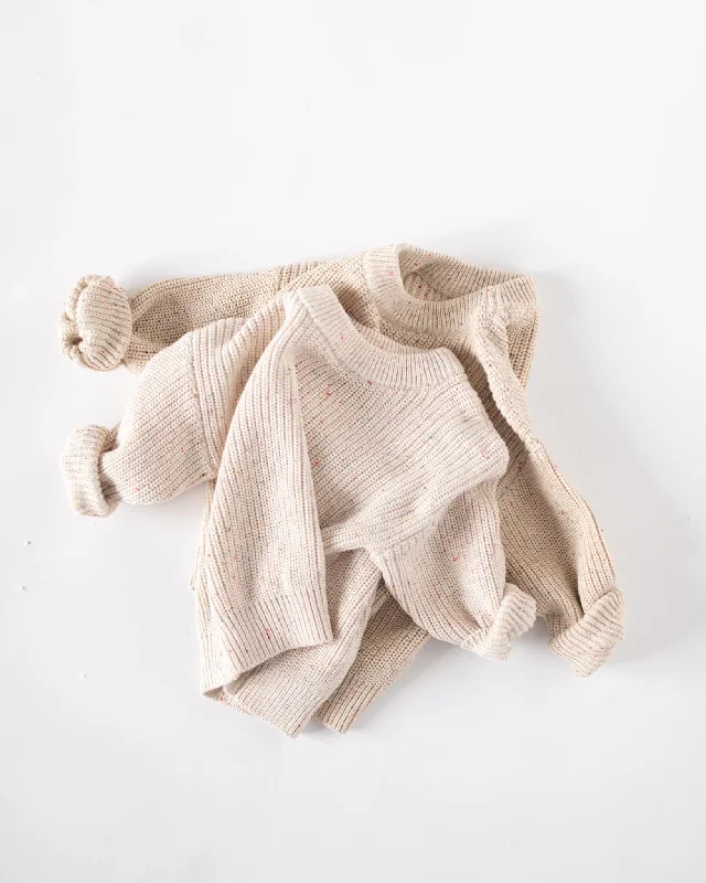 Sleeveless Women's Silk - Trimmed Sweaters for Summersprinkle knit chunky sweater