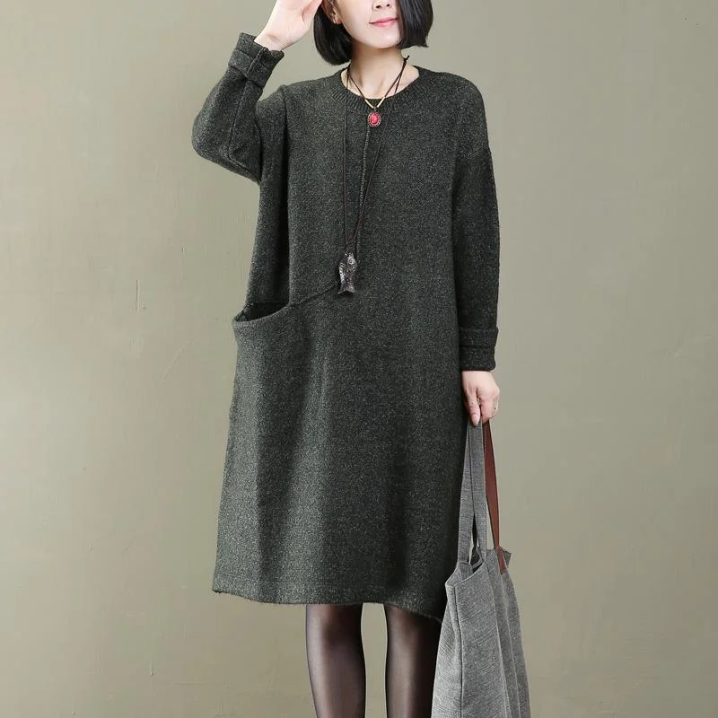 Plus Size Women's Side - Slit Sweaters in Bold Solidswomen tea green knit dress casual sweaters casual side pocket long sweaters
