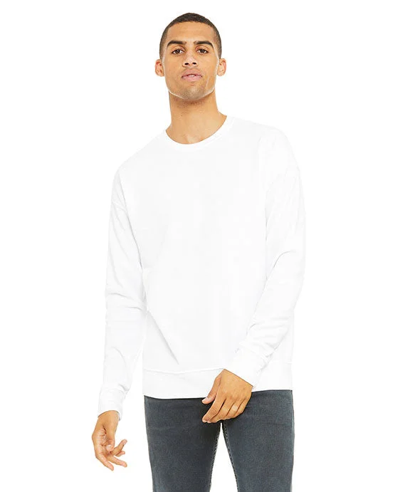 Women's tie - front hoodie in a lightweight fabric for summer layering3945 - Bella + Canvas Unisex Drop Shoulder Fleece Sweatshirt | White