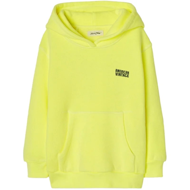 Women's cropped sweatshirt with a lace - trimmed hem for a romantic lookAmerican Vintage Hoodie Izubird Neon Yellow