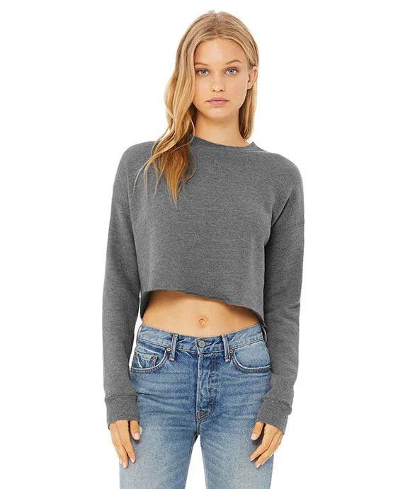 Women's sweatshirt with a mesh panel insert for breathability during workoutsB7503 - Bella + Canvas Ladies Cropped Fleece Crewneck Sweatshirt | Deep Heather