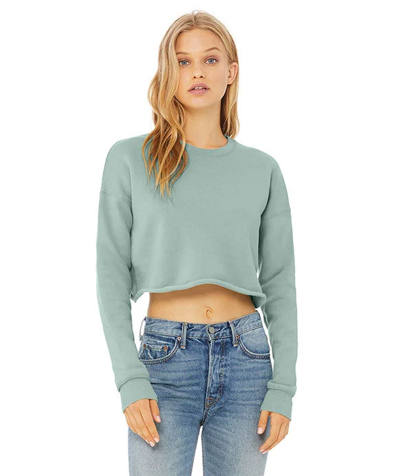 Women's zip - front sweatshirt with contrast stitching for a sporty aestheticB7503 - Bella + Canvas Ladies Cropped Fleece Crewneck Sweatshirt | Dusty Blue