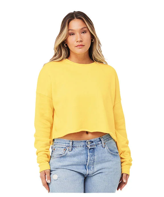 Women's cropped sweatshirt with a slogan graphic for a fun and expressive lookB7503 - Bella + Canvas Ladies Cropped Fleece Crewneck Sweatshirt | Yellow