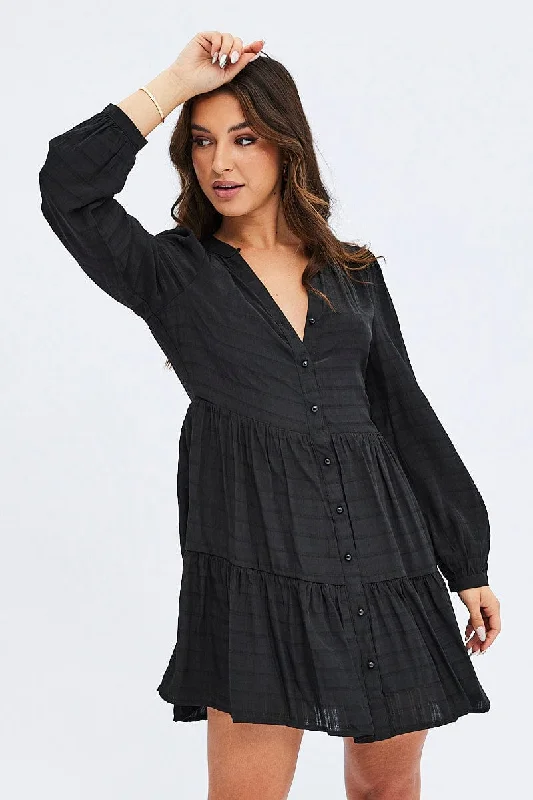 Black Shirts Dress Long Sleeve