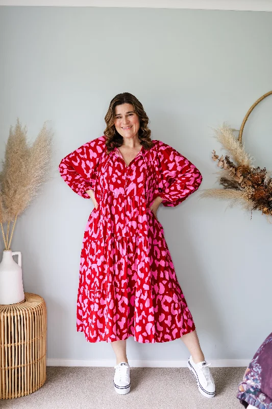 Sheath Women Dress with a Tailored Fit for a Professional LookBoho Australia Horne LS Midi Dress Pink