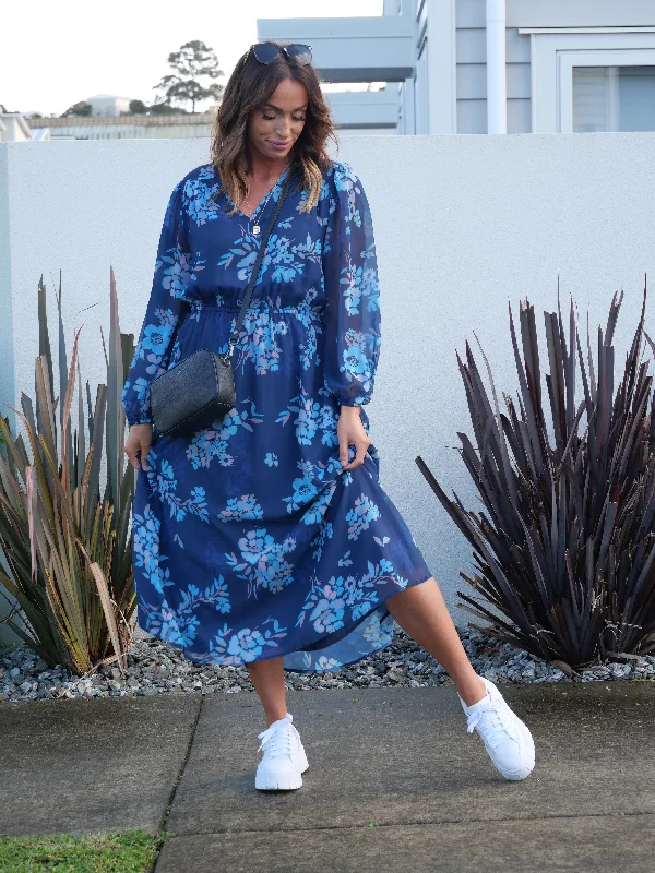 Off - the - Shoulder Women Dress for a Romantic and Feminine LookBoho Australia Miette Dress Navy Floral