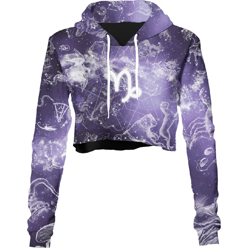 Women's color - block hoodie combining bold hues for a fashion - forward statementCapricorn Crop Hoodie