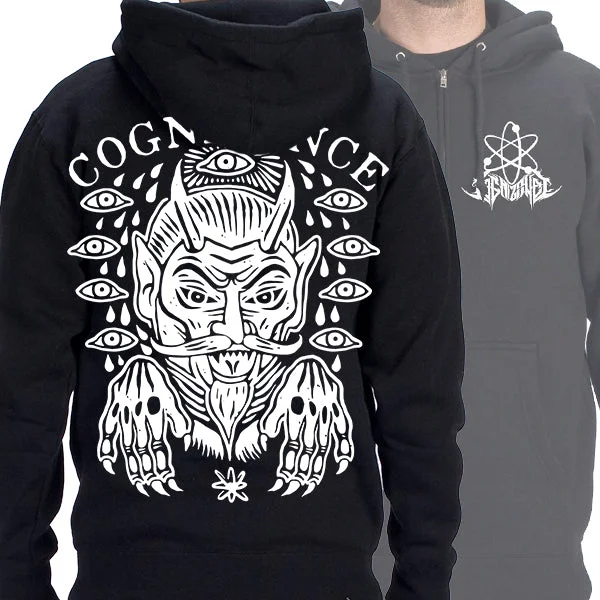 Women's cropped sweatshirt with a lace - trimmed hem for a romantic lookCognizance "Atomic Demonic" Zip Hoodie