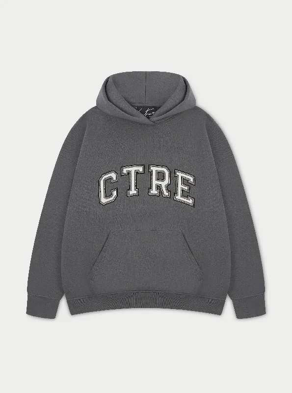 Women's quarter - zip sweatshirt made of organic cotton for eco - conscious fashionCTRE OVERSIZED HOODIE - CHARCOAL