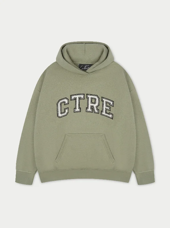 Women's cropped sweatshirt with a lace - trimmed hem for a romantic lookCTRE OVERSIZED HOODIE - SAGE