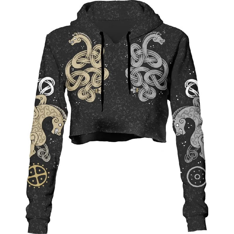 Women's tie - front hoodie in a lightweight fabric for summer layeringDagr & Nótt Crop Hoodie