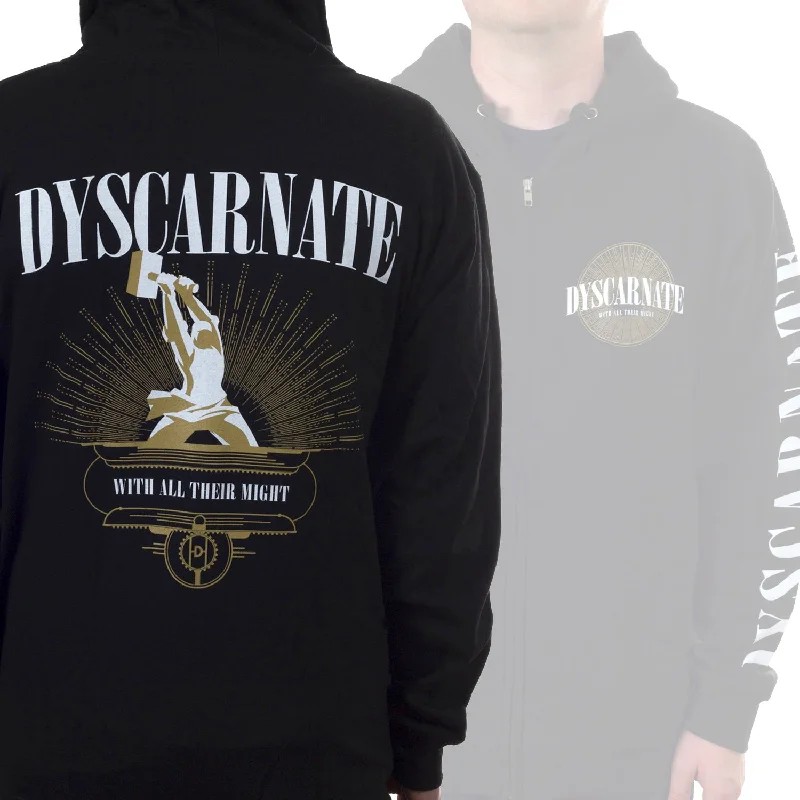 Women's fleece - lined hoodie with thumbholes for warmth in winterDyscarnate "With All Their Might" Zip Hoodie