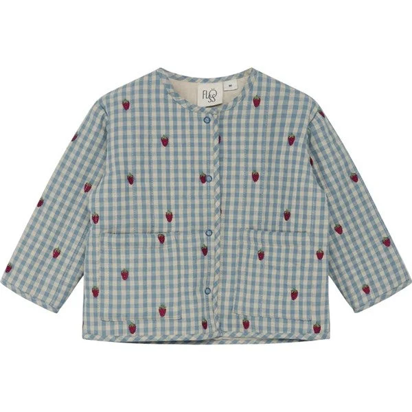 Women's bomber jackets with floral embroidery for a feminine and unique designFlöss Polly Jacket Berry/Blue Gingham