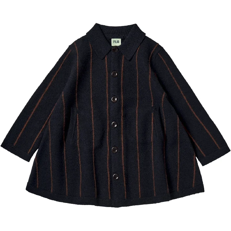 Women's long - line cardigan jackets in a soft knit for a cozy and elegant lookFUB Dark Navy Felted Coat