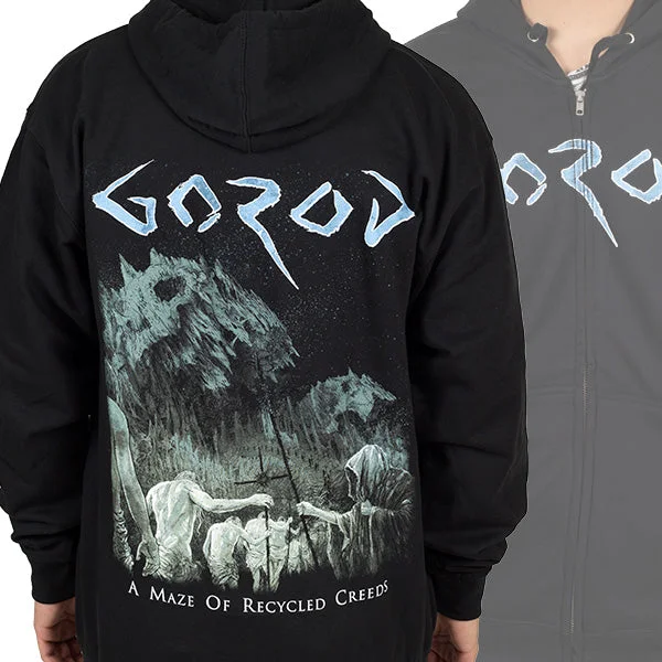 Women's sweatshirt with a mesh panel insert for breathability during workoutsGorod "A Maze of Recycled Creeds" Zip Hoodie