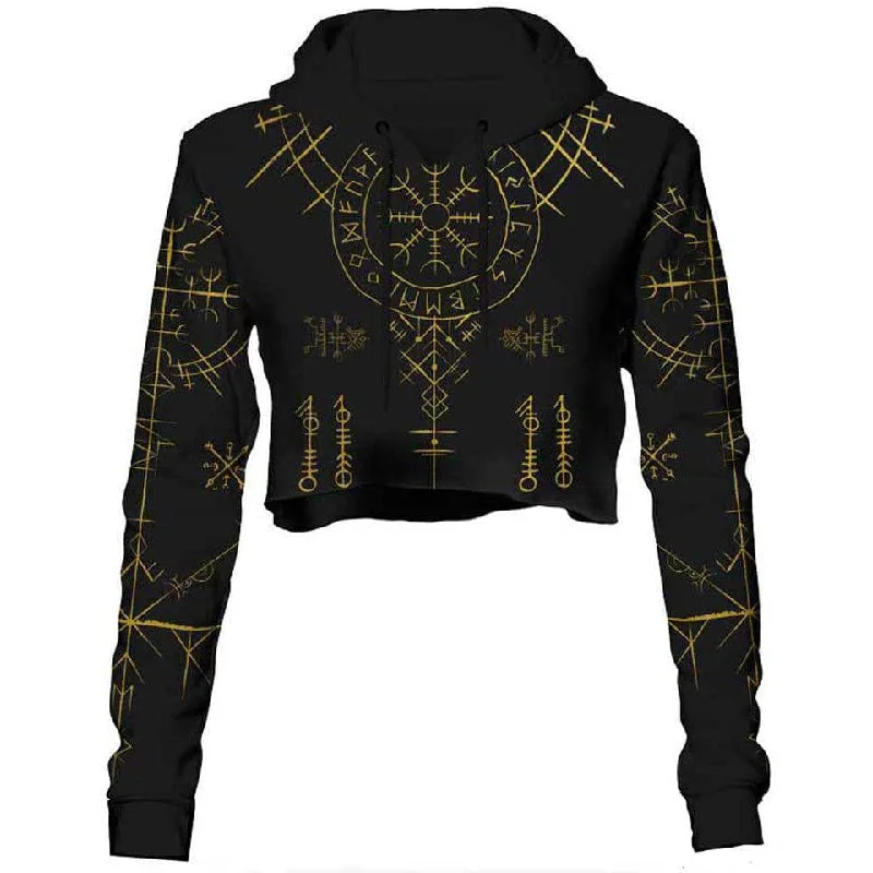 Women's tie - dye hoodie in bright colors for a retro and eye - catching styleHelm of Awe Crop Hoodie
