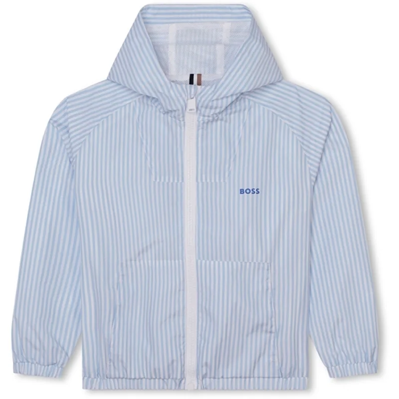 Women's quilted puffer jackets in a cropped silhouette for a modern twistHugo Boss Pale Blue Hooded Jacket