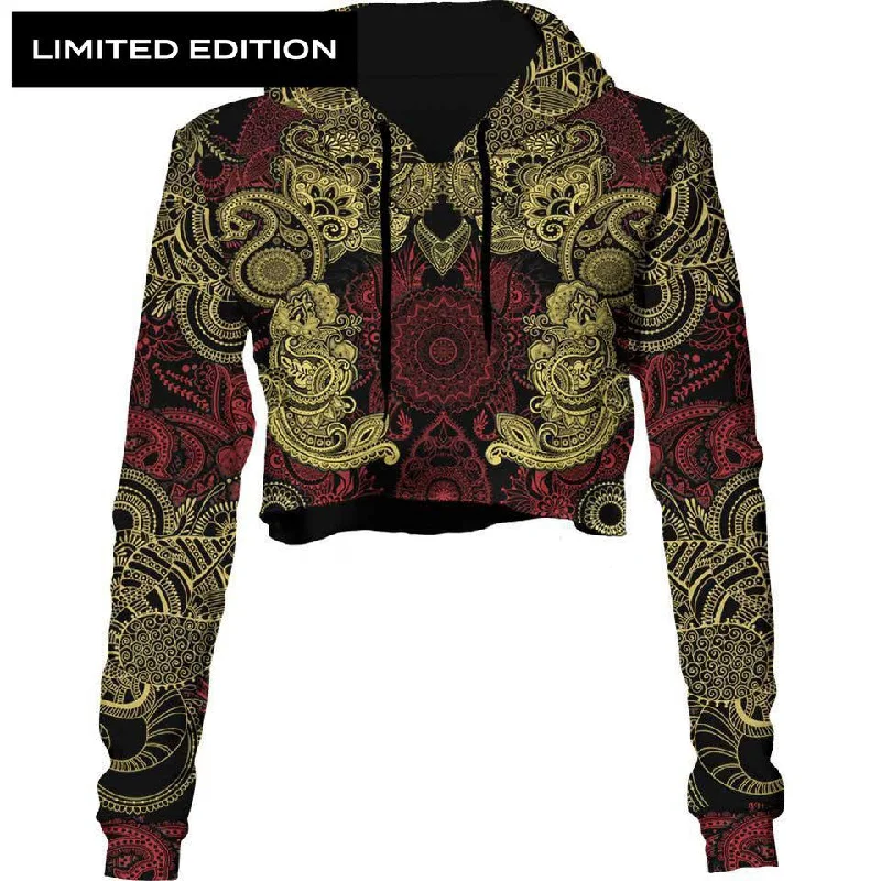 Women's cropped sweatshirt with a lace - trimmed hem for a romantic lookKali Crop Hoodie - Limited Edition