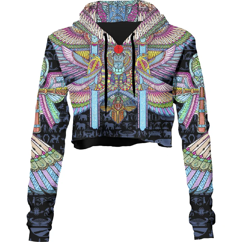 Women's fleece - lined hoodie with thumbholes for warmth in winterKhepri Crop Hoodie