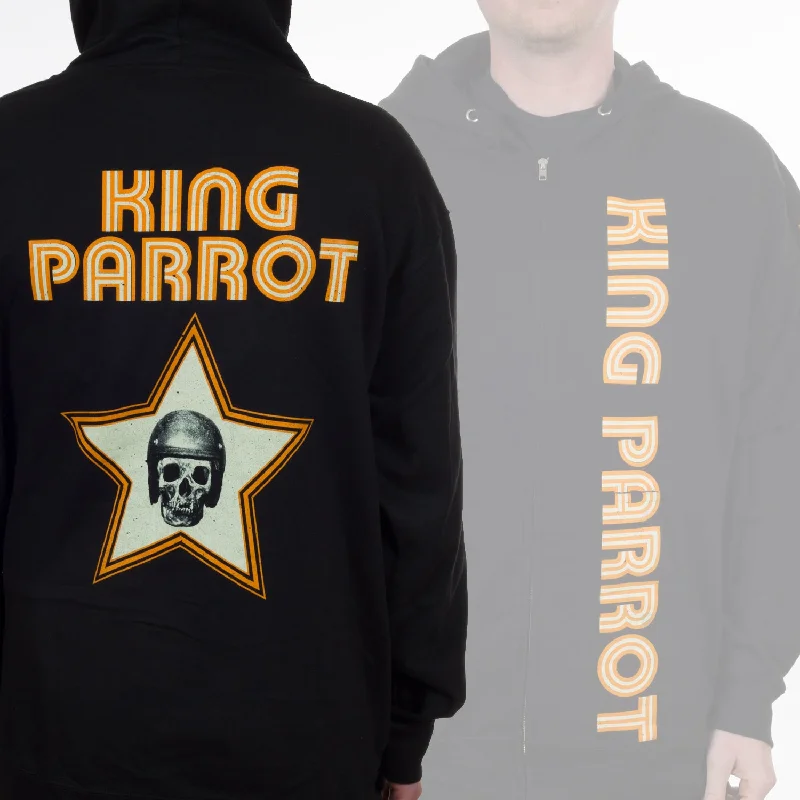 Women's sweatshirt with a mesh panel insert for breathability during workoutsKing Parrot "Numbskull" Zip Hoodie