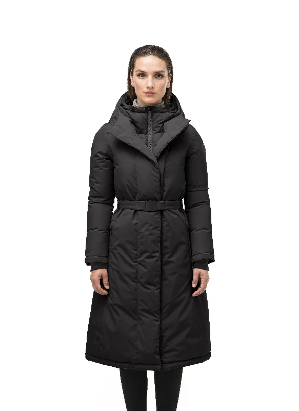 Women's cropped satin jackets in pastel shades for a glamorous evening outLara Women's Belted Parka