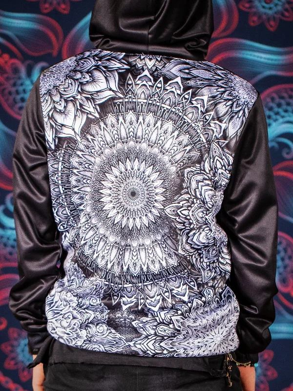 Women's cropped sweatshirt with a slogan graphic for a fun and expressive lookMandala Bloom V2 Back Panel Unisex Hoodie