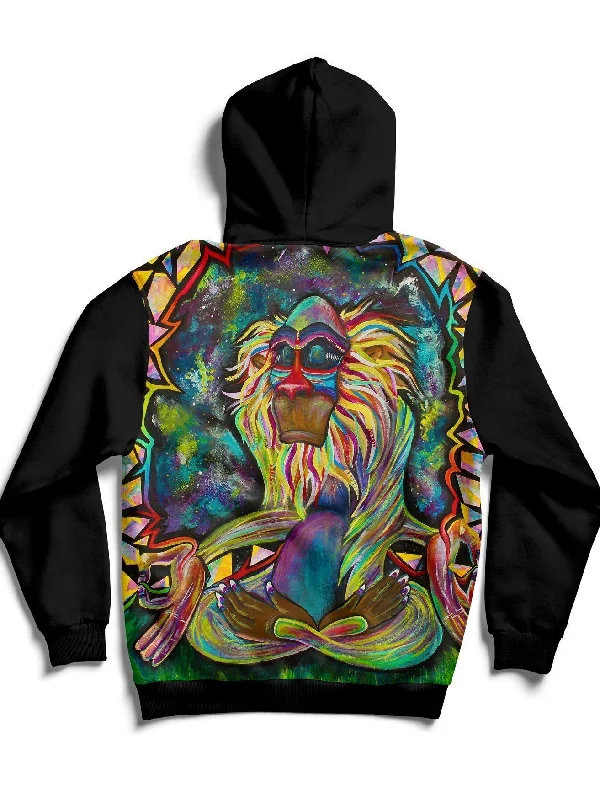 Women's mock - neck sweatshirt made of moisture - wicking material for fitness useMeditating Rafiki Back Panel Unisex Hoodie
