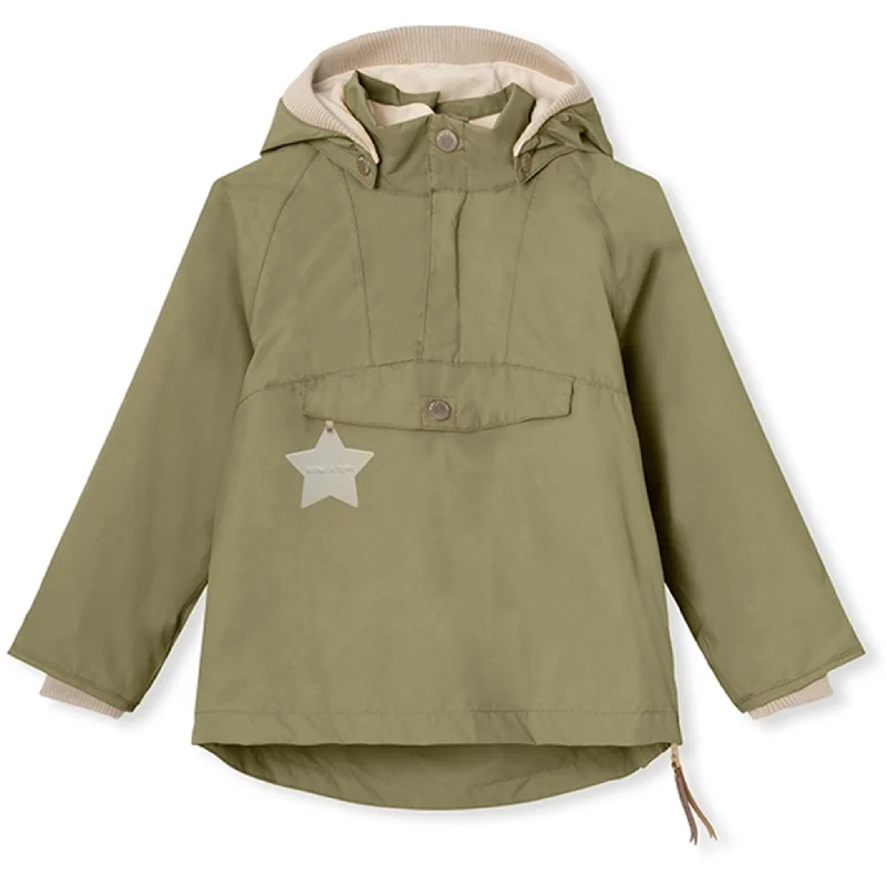 Women's faux fur - trimmed denim jackets for a trendy and cozy styleMINI A TURE VITORIO Spring Anorak w/Fleece Lining Aloe Green
