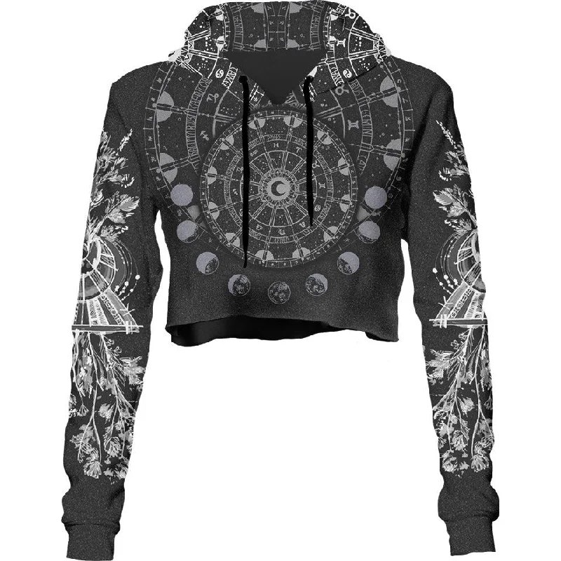Women's tie - front hoodie in a lightweight fabric for summer layeringMoon Magic Crop Hoodie