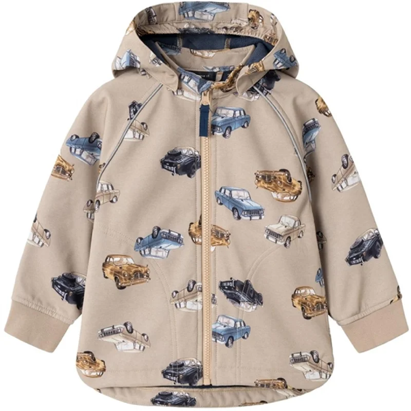 Women's quilted puffer jackets in a cropped silhouette for a modern twistName it Savannah Tan Alfa08 Softshell Jacket Bilo