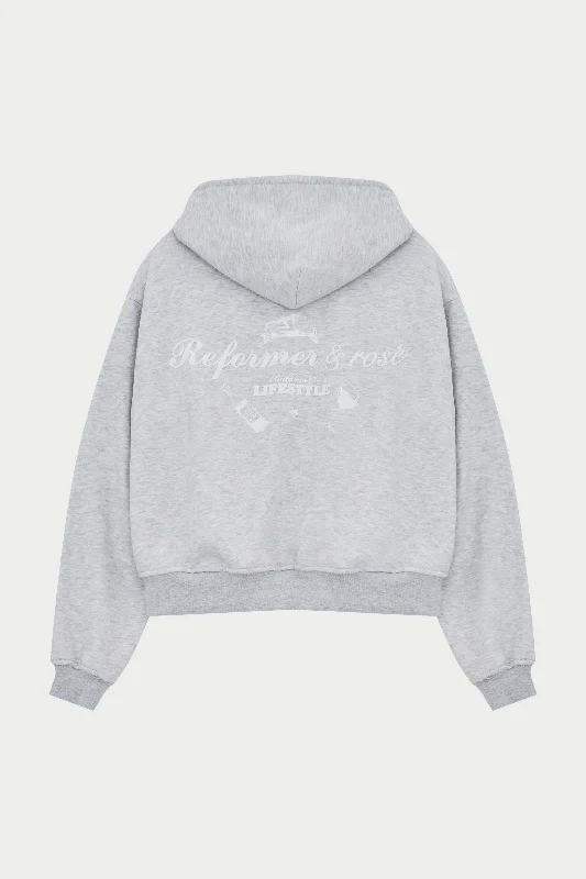 REFORMER & ROSE ZIP THROUGH HOODIE - GREY MARL