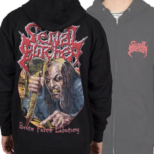 Women's fleece - lined hoodie with thumbholes for warmth in winterSerial Butcher "Brute Force Lobotomy" Zip Hoodie