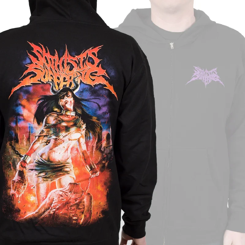 Women's mock - neck sweatshirt made of moisture - wicking material for fitness useSo This Is Suffering "Horned Harlot" Zip Hoodie