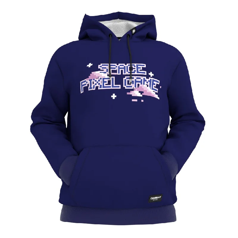 Women's long - sleeve cropped sweatshirt with ribbed cuffs for a snug fitSpace Pixel Game Hoodie