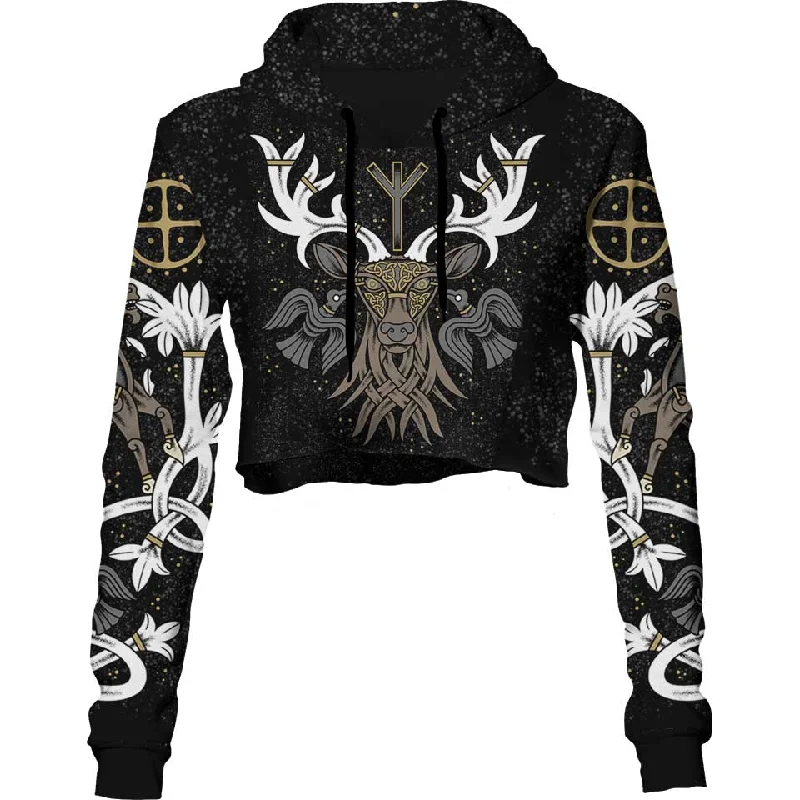 Stag of Valhalla Crop Hoodie