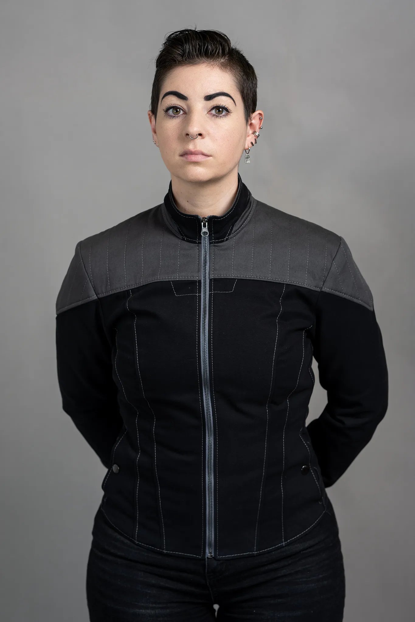 Women's faux fur - trimmed denim jackets for a trendy and cozy styleStarfleet 2373 - Wartime Gray [Womens]