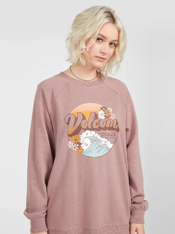 Women's cropped satin jackets in pastel shades for a glamorous evening outStone Magic Boyfriend Sweatshirt - Raisin Women's cropped satin jackets in pastel shades for a glamorous evening outStone Magic Boyfriend Sweatshirt - Raisin
