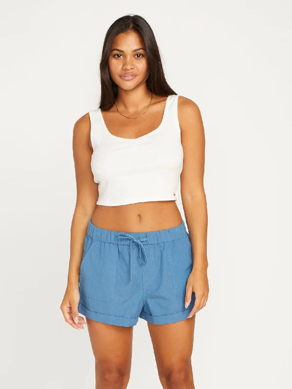 Women's trench coats with a removable belt for customizable stylingSunday Strut Shorts - Park Blue