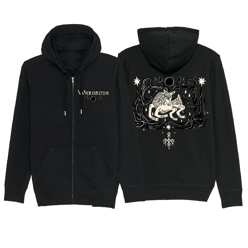 Women's fleece - lined hoodie with thumbholes for warmth in winterWardruna "Kvit Hjort" Zip Hoodie