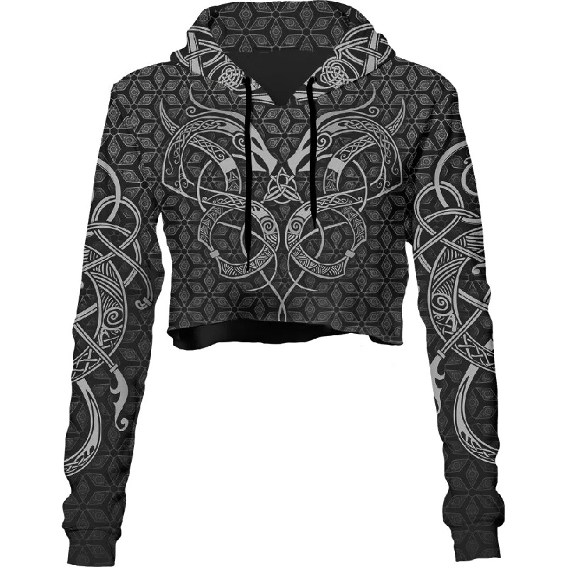 Women's crew - neck sweatshirt in a heather gray shade for a classic and versatile optionWorld Serpent Crop Hoodie