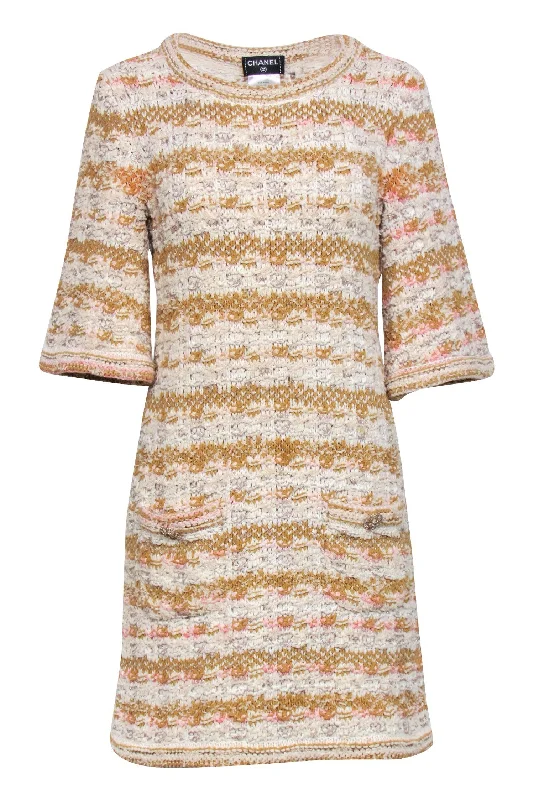 Mermaid - Style Women Dress with a Fitted Silhouette for Special Occasions Mermaid - Style Women Dress with a Fitted Silhouette for Special Occasions Chanel - Ivory, Tan, & Pink Tweed Knit Dress Sz 4
